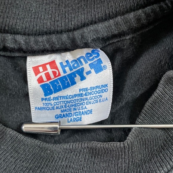 Vintage Hanes Beefy-T Leopard All Over Print Shirt Black White Mens Large AOP - Picture 3 of 6